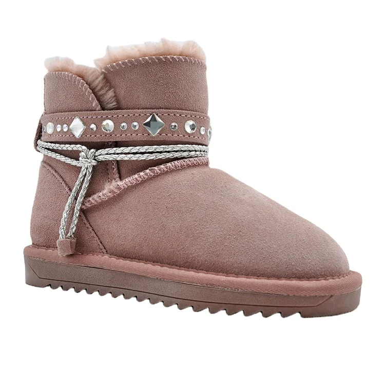 
Wholesale High quality girls kids boots with factory price waterproof anti-slip oem leather snow boots for children 