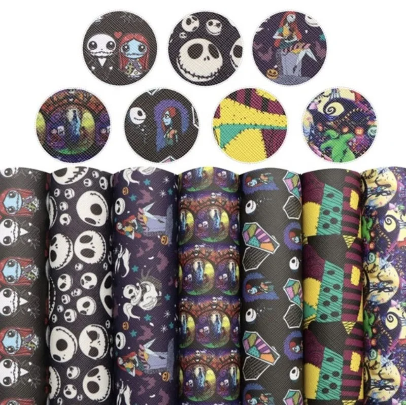 Halloween Faux Leather Sheet Customized faux leather sheets Fabric for DIY Bows and Earrings 20000 Designs
