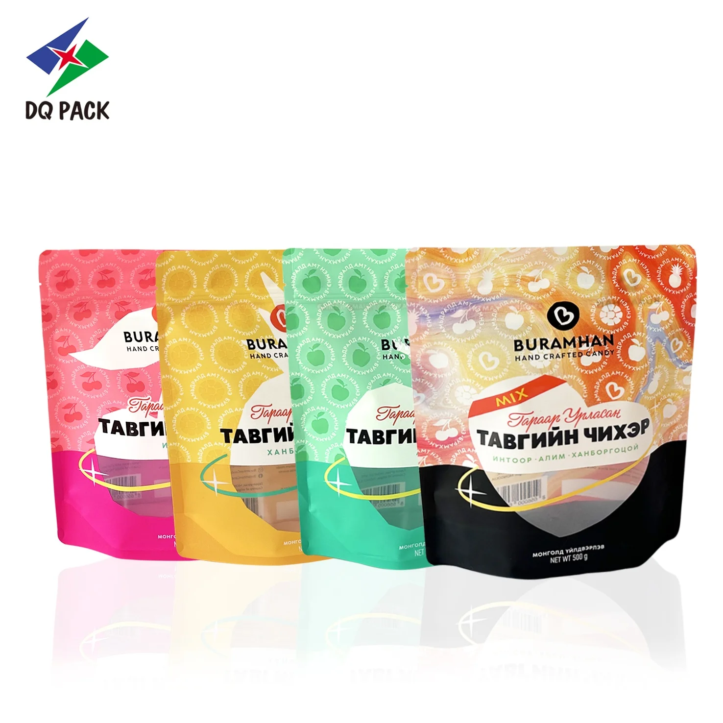 DQ PACK Flexible Packaging Stand up pouch Plastic doypack zipper bag cashew nut plantain chips snack candy sweet packaging