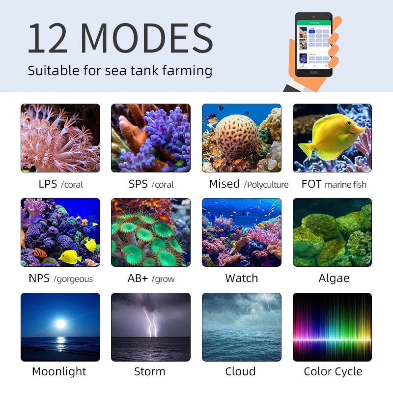 WEEKAQUA Z400Sea salt water aquarium light APP intelligent control a8 led reef light for marine aquarium coral reef