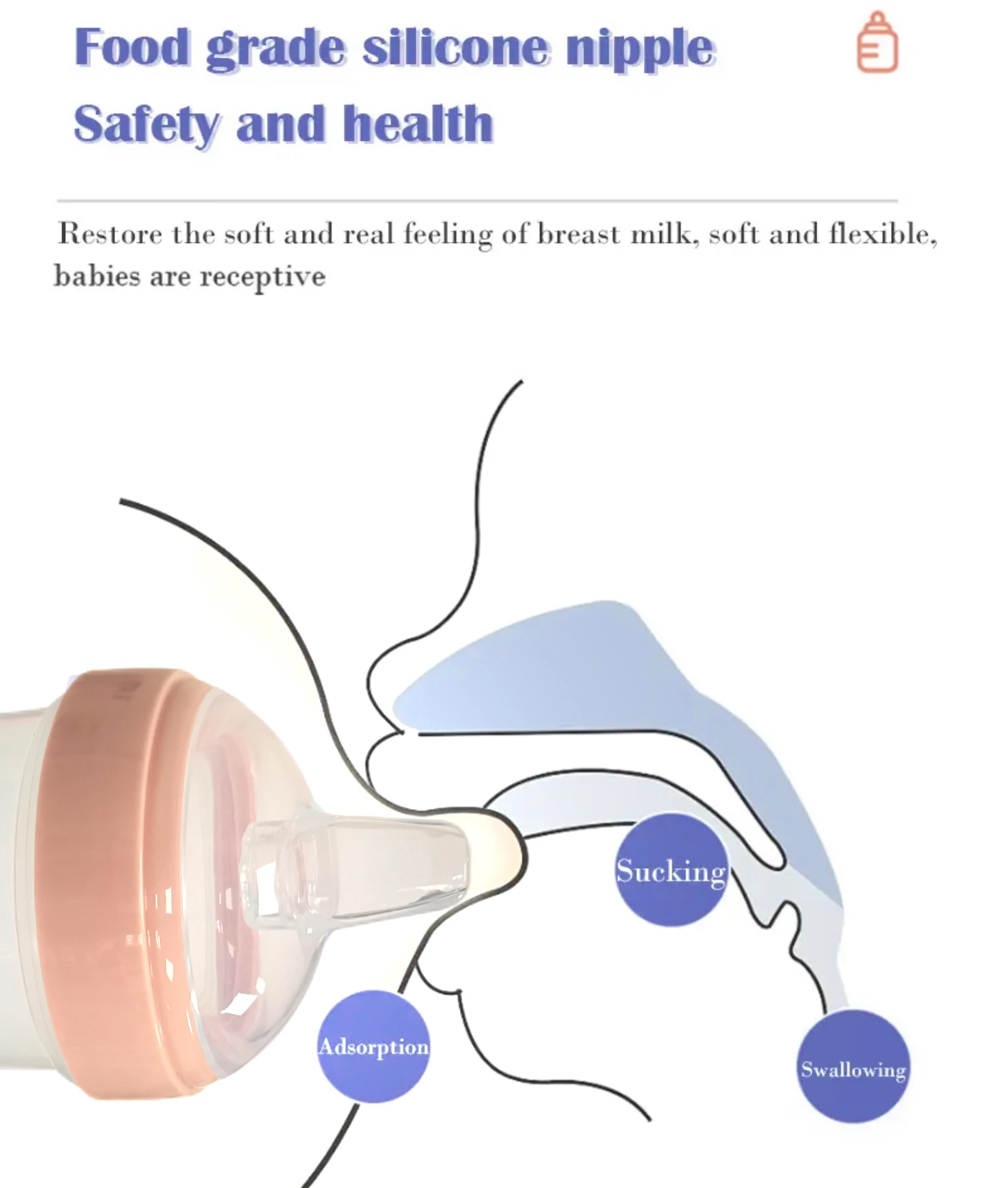 Newborn BPA Free  silicone Duck Mouth baby bottle and Anti colic free hands baby feeding nipple water bottle for kids