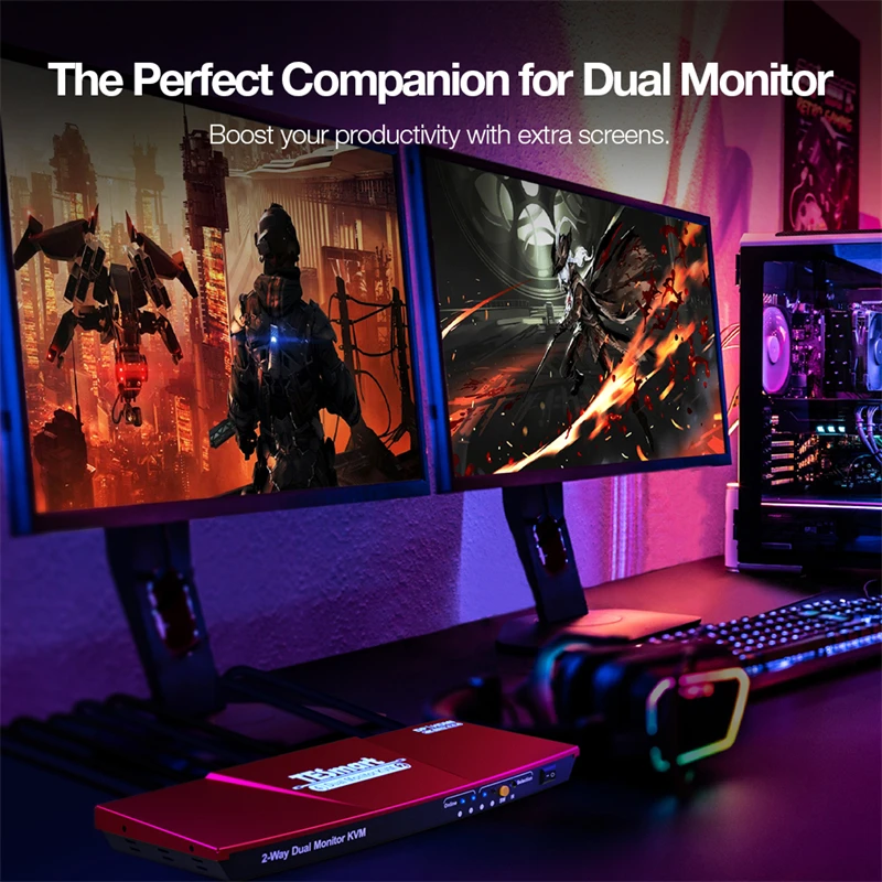 TESmart HDMI DP 4x2 2X2 4 Input 2 Output 4K60HZ HDMI KVM Switch With EDID Emulators Dual Monitor KVM Switches