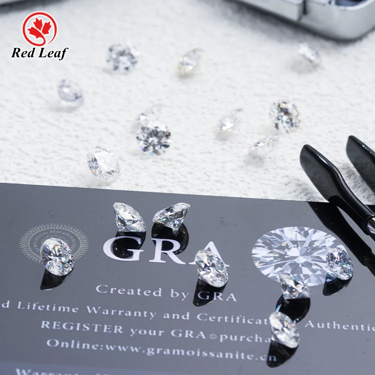 Redleaf High Quality Moissanite Round GRA Certificate Loose Moissanite for Silver Jewelry Gold Jewelry Making