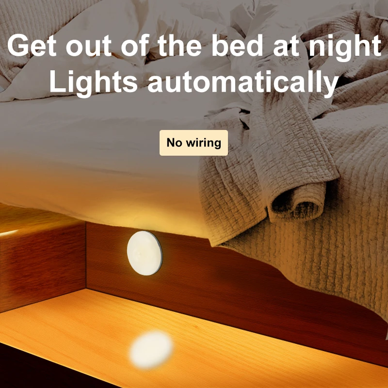 Трендовые продукты 2021, портативный Перезаряжаемый светильник с датчиком движения, внутренний светодиодный светильник для шкафа, беспроводная Ночная лампа