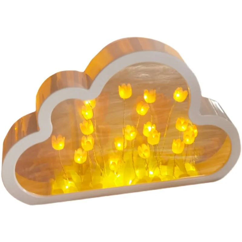 Tulip Night Light Mirror 2 in 1 Handmade Tulip Night Light& Mirror Forever Cloud Mirror Tulips