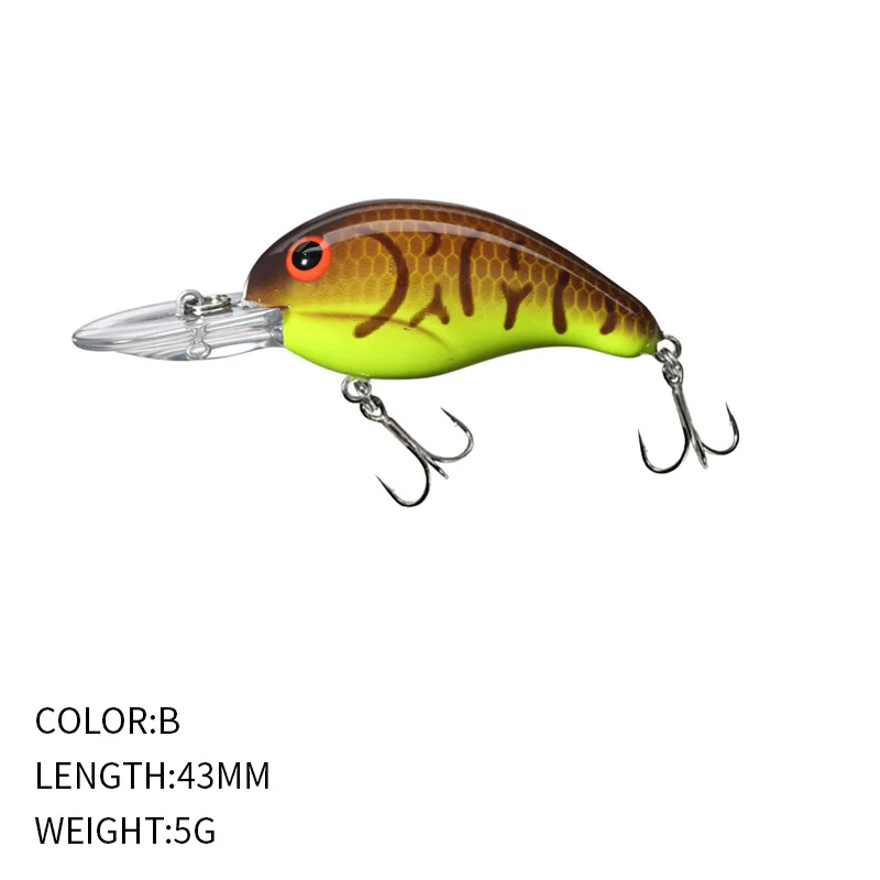 Factory Direct 5g 43mm Fishing Bait Casting Crank Lures Deep Diving Crankbait Trolling Bass Baits