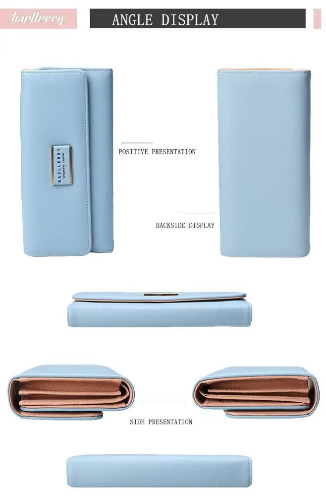 Baellerry Fashion Tri-fold Long Style Large Capacity Multifunctional Wallet For Women,Ladies Card Case Phone Bag