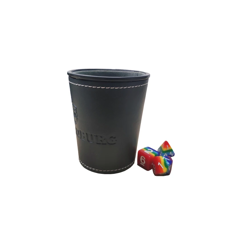 Factory Dice Cup Promotional Gift for KTV,Bar,Party Game Customized Logo PU/Vegan Leather Toy Cup Shaker with Dice Cup Tray Set
