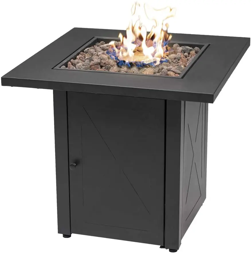 Outdoor Patio Fireplace Heater Garden BBQ Grill Firepit Table Gas Firepit Metal Square Fire Pit Table