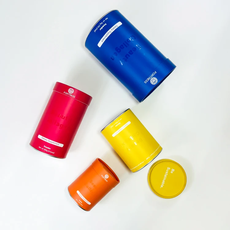 Hot Selling 3pcs Telescope Tube Protein Powder Paper Tube Cardboard Packaging Container with UV Logo