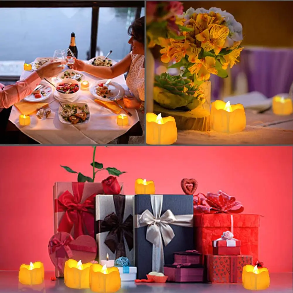 12set led  Amber Yellow Flickering Flameless Candles with Timer LED Tea Light Timing (6Hrs ON 18Hrs OFF)