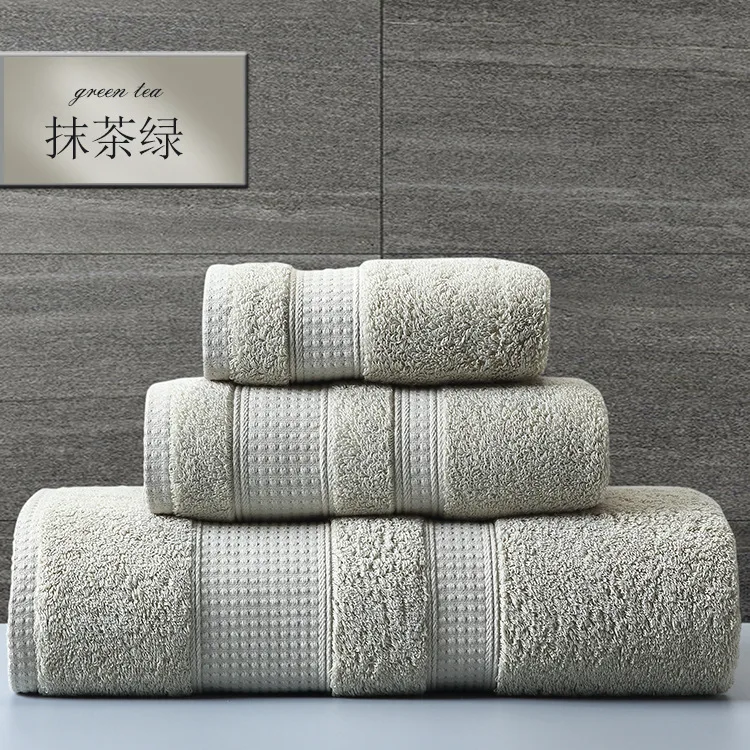 Wholesale high quality thick soft terry 3 pcs face hand bath 100 cotton towel set