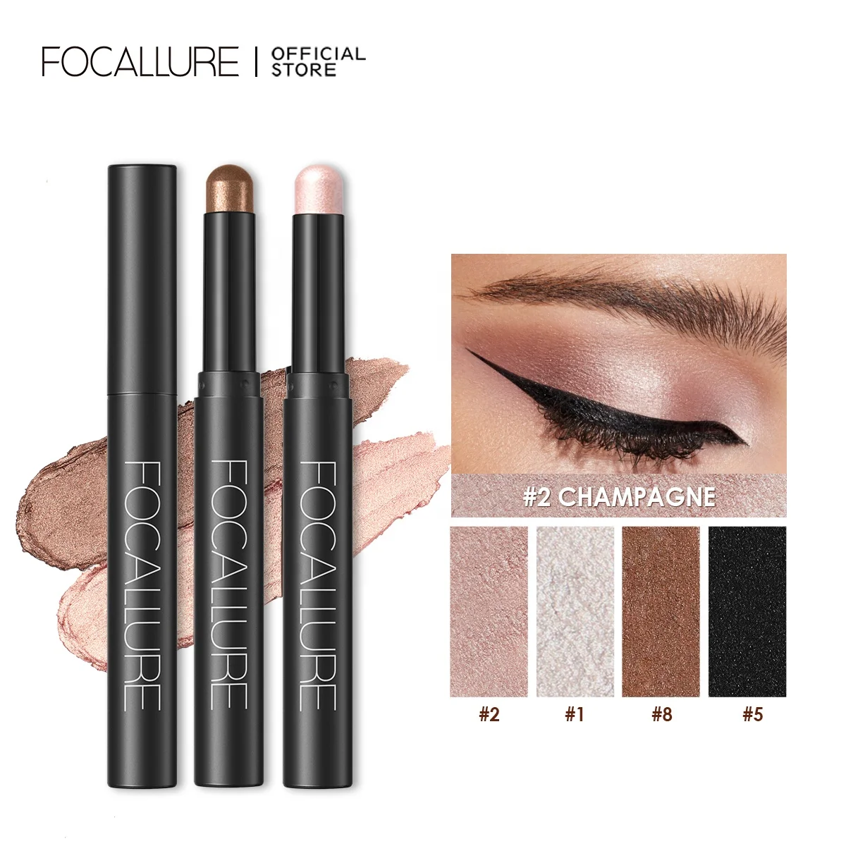 FOCALLURE FA38 Cream Shimmer Eyeshadow 24 Colors Waterproof Eye Shadow Stick