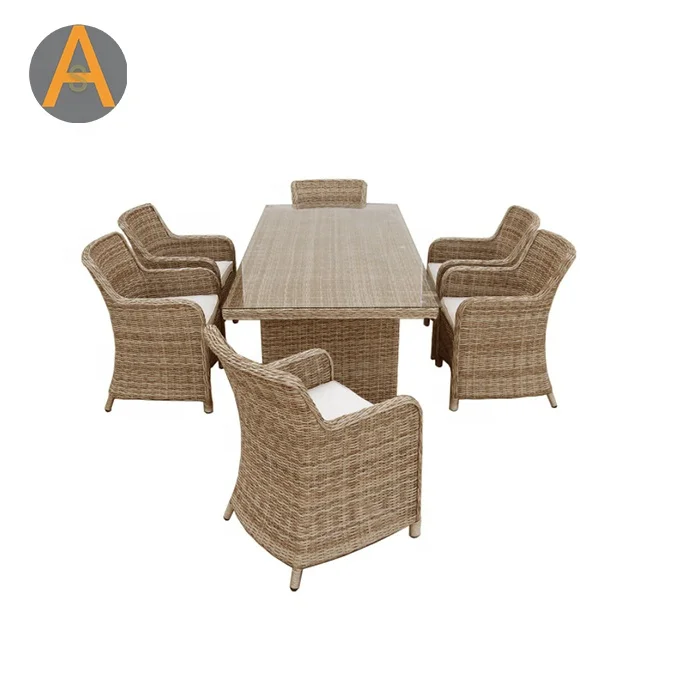 Commercial Furniture rattan wicker fast food hotel restaurant dining table and chairs set