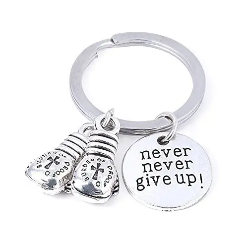 Mini Boxing Glove Keychain Boxer Fan Sport Lover Gift Inspirational Key chains Charm Keyring Never Never Give Up Boxing Key Ring