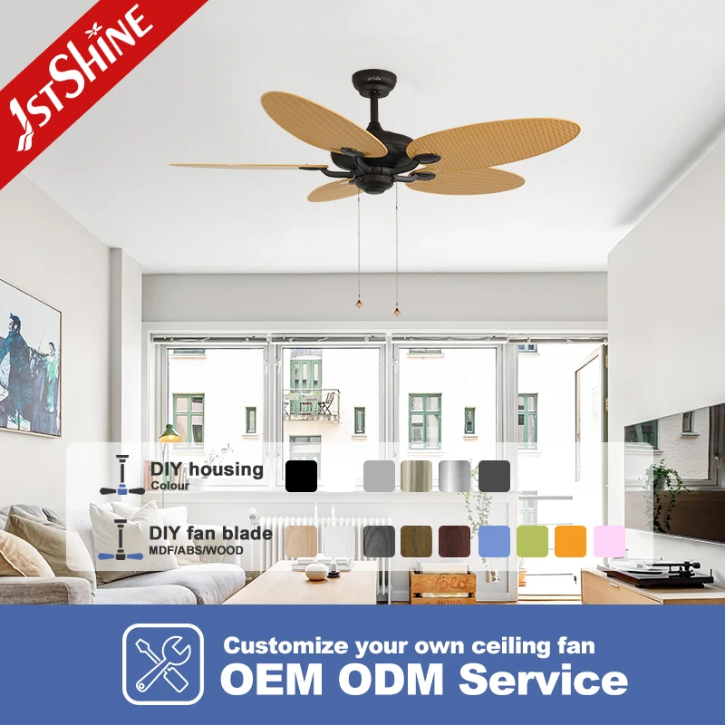 1stshine Ceiling Fan Pull Chain Control Traditional 5 Blades Ceiling Fan Without Light