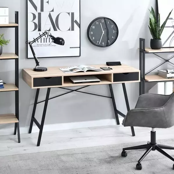 Cheap Odm/oem study table with two storage drawers simple modern wooden computer desk