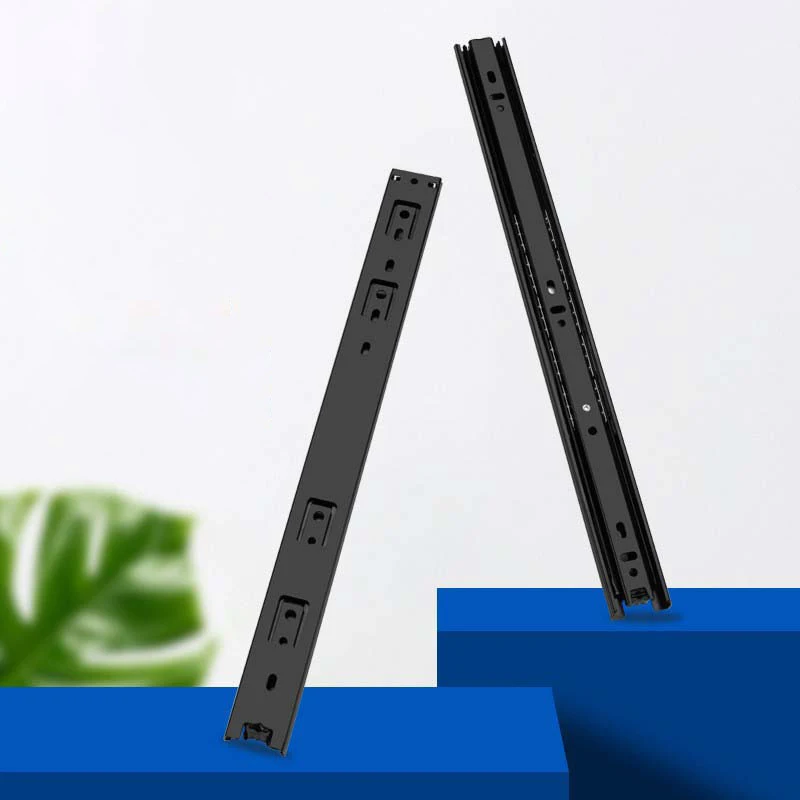 High-End Black Steel Ball Slide Wardrobe Cabinet Drawer Slides Track Silent Steel Ball Bathroom Cabinet Slide Rail