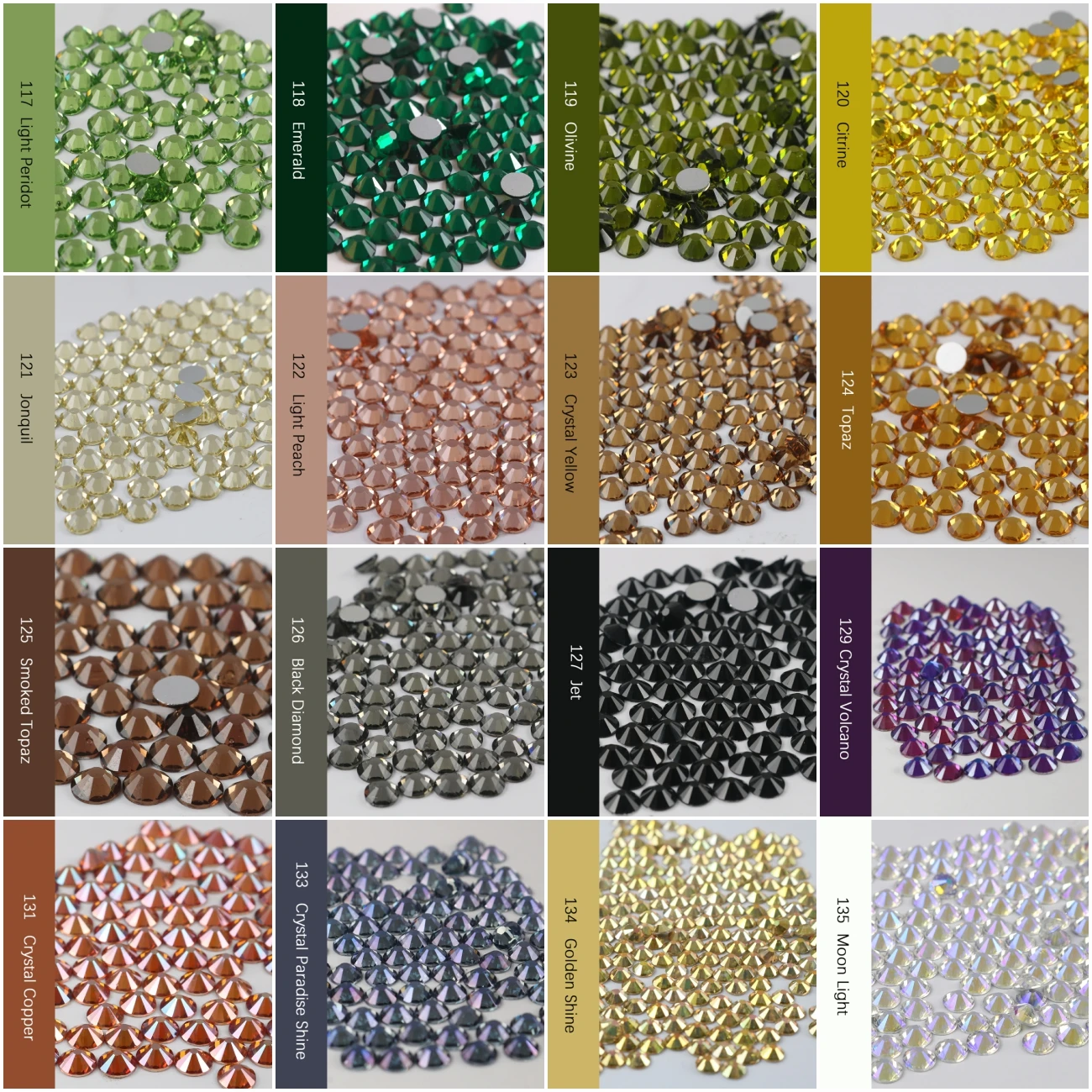 100G Big Pack Wholesale SS3-SS8 Smaller Size Nail Art Flat Back Glass Rhinestones Clear Crystal 35 colorsGlue On Stones