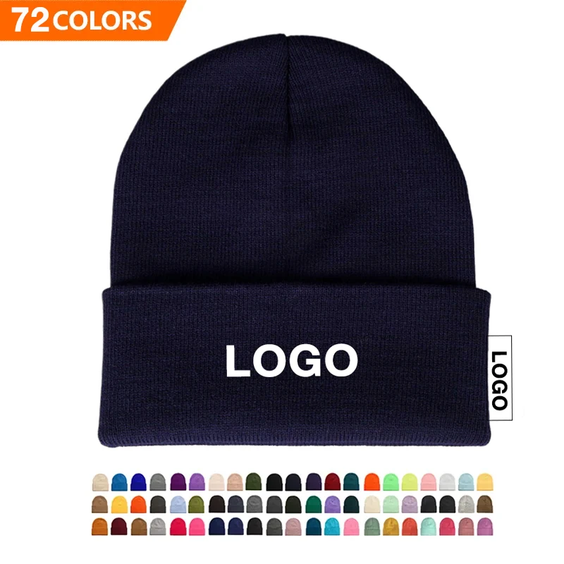 High Quality Bulk Unisex Acrylic Knit Winter Cap Customizable Plain Beanie Hat with Logo for Daily Wear and Skiing for Adults