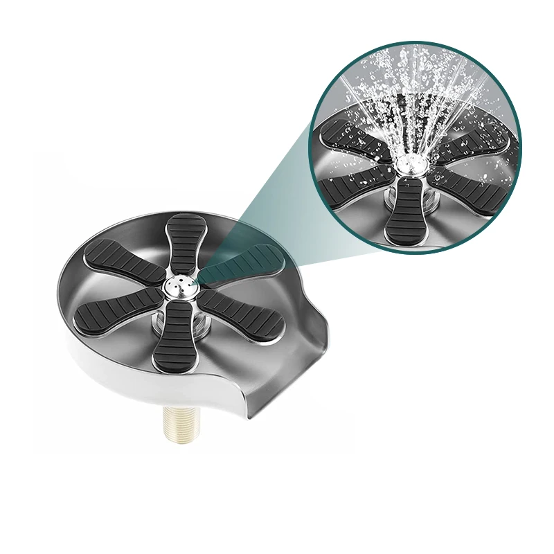 Automatic Stainless Steel Glass Cup Rinser Faucet Couple 9 Jet Spray Holes Bottle Washer Metal Sink Glass Rinser For Cleaning