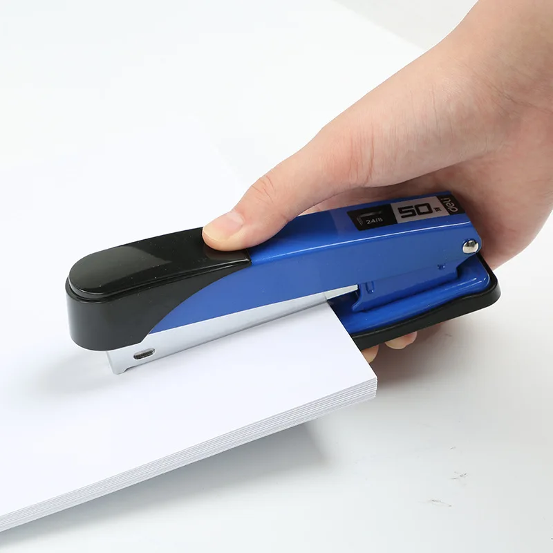 Mini 50 Sheet Capacity Plastic Stapler Black Desktop Office Deli Manual Power