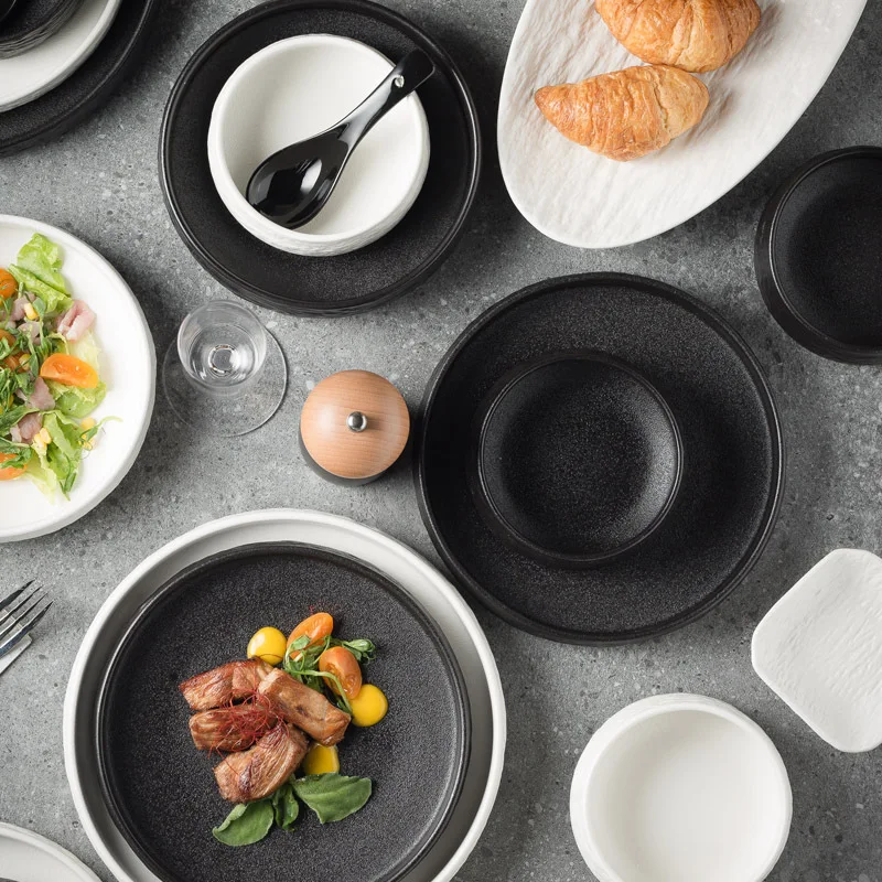 restaurant dinner set and cup saucer plates ceramic decorative plates serving dishes home restaurant