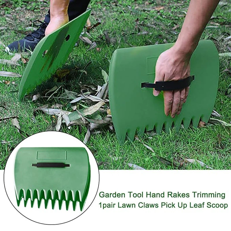 Grass Leaves Rubbish Collector --Easy and Durable Plastic Garden Hand Leaf Rake with Grabber Rake For Yard Leaf Scoop Set Of 2