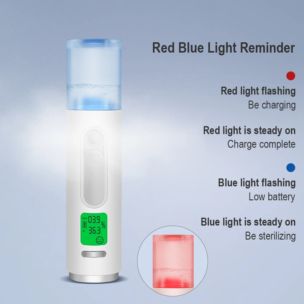 Latest Nano Mist Sprayer Skin Moisturizer Water and Oil Content Test Mist Sprayer Ionic Face Steamer Facial Nano Moisture Spray