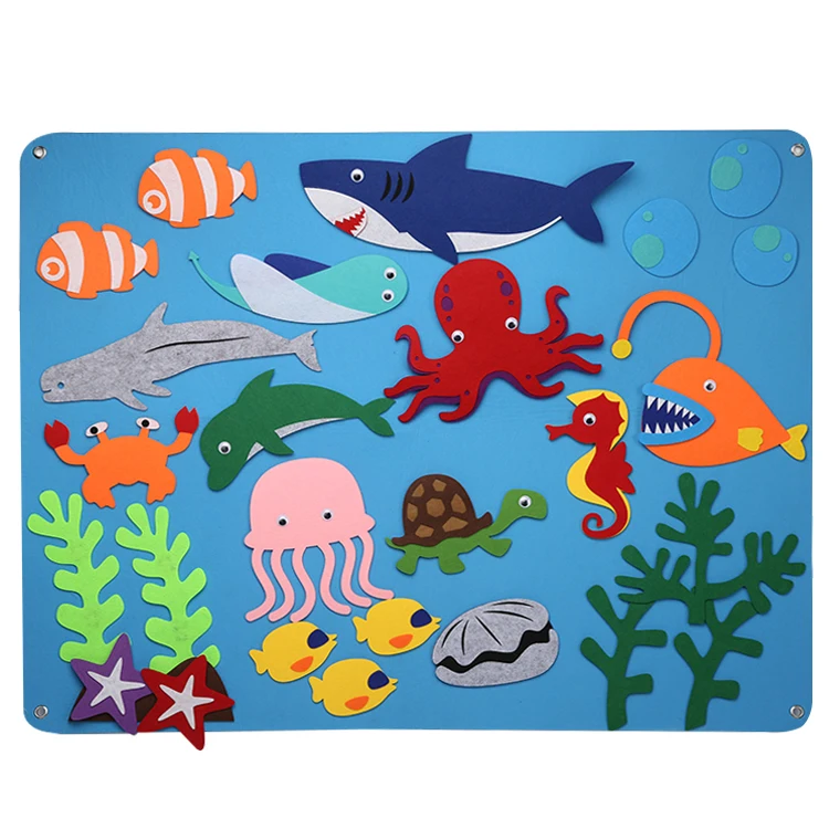 Kids Flannel Felt Board Stories for Toddlers Preschool Large Ocean Felt Storyboard Wall Hang Classroom Activity Kits