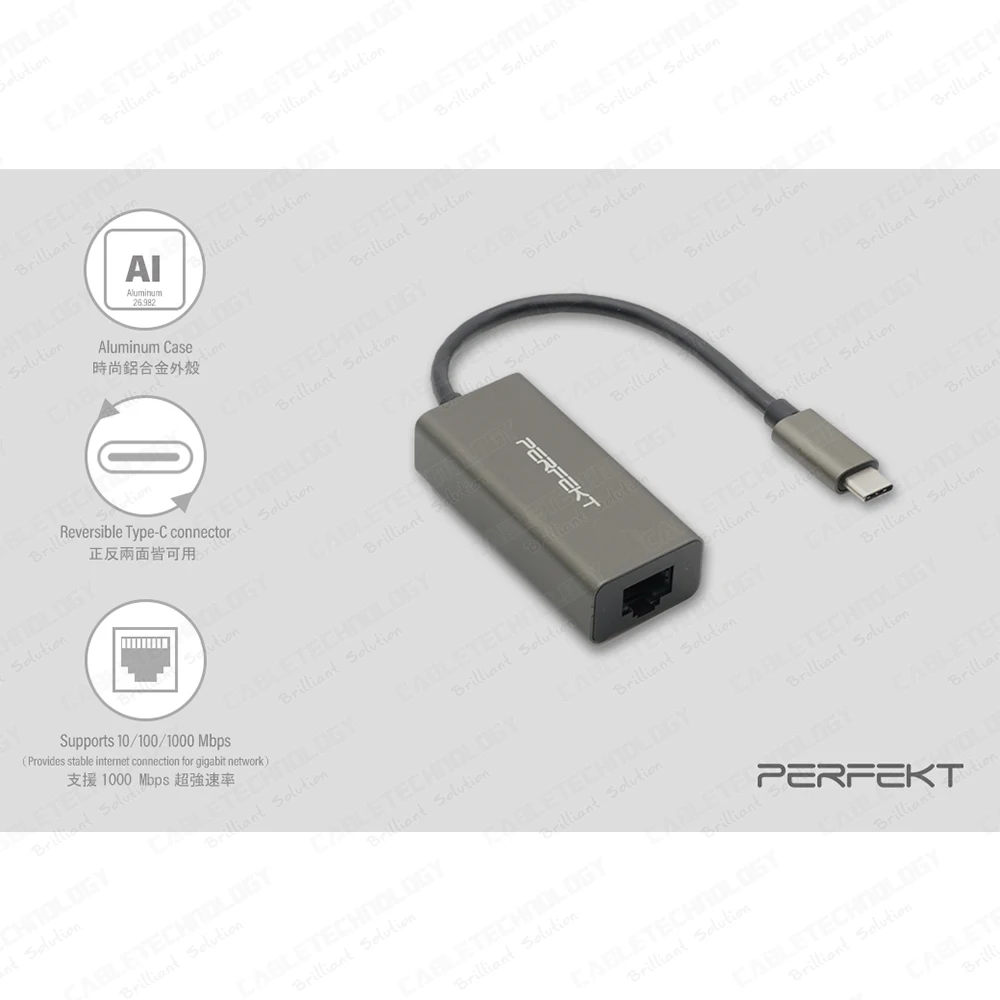 USB-C to Gigabit Ethernet RJ45 10/100/1000Mbps Converter Adapter