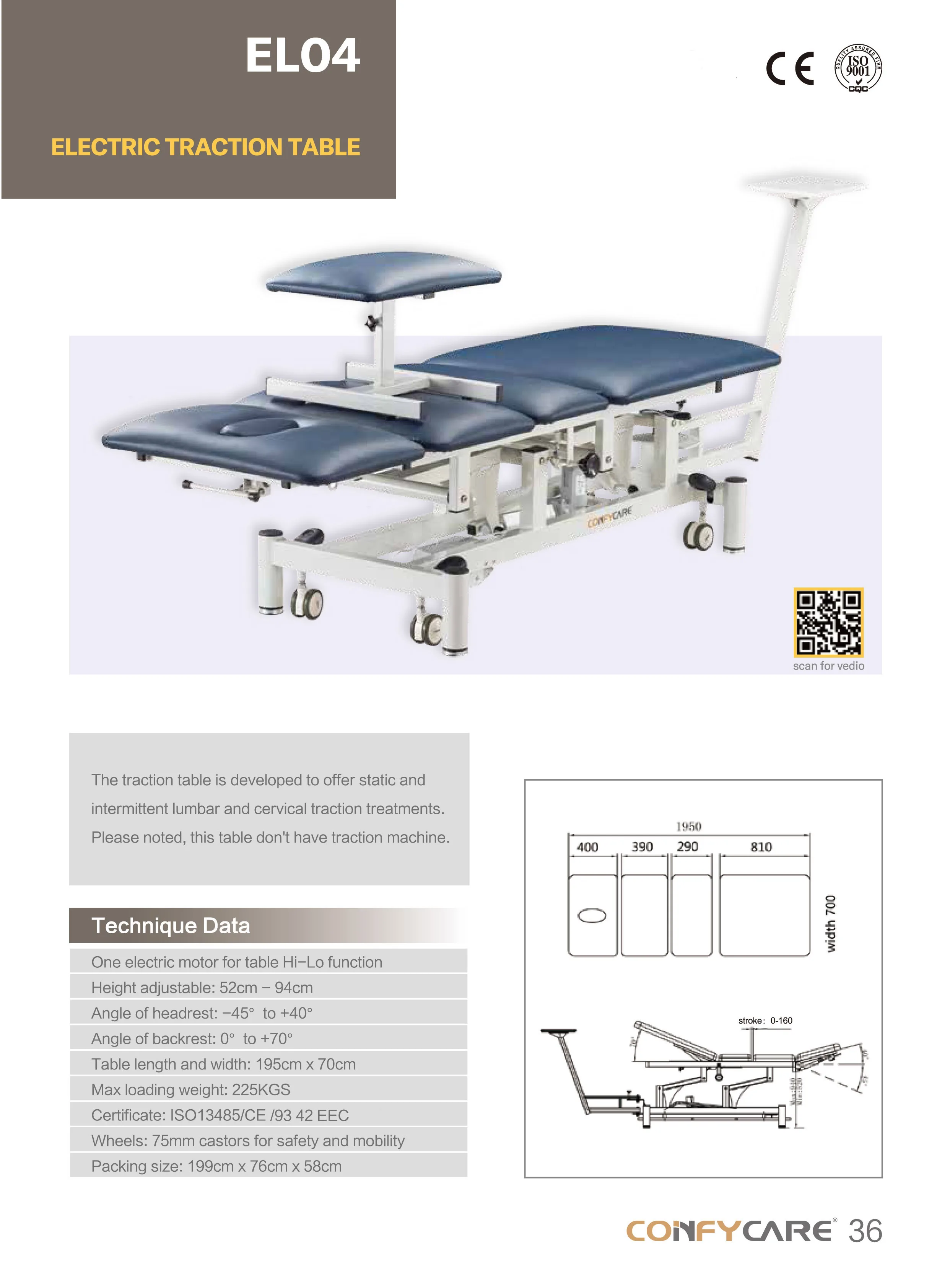 COINFYCARE EL04 new design medical supplier electric traction bed with community