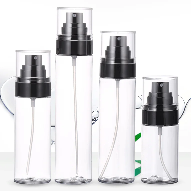 High grade fine fog pet transparent plastic Cosmetic package 50ml  80ml 100ml 120ml spray bottle factory