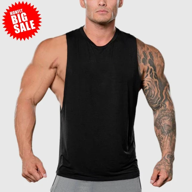 BX74 Wholesale custom logo gym vest men cotton tank tops quick dry sports running training singlet