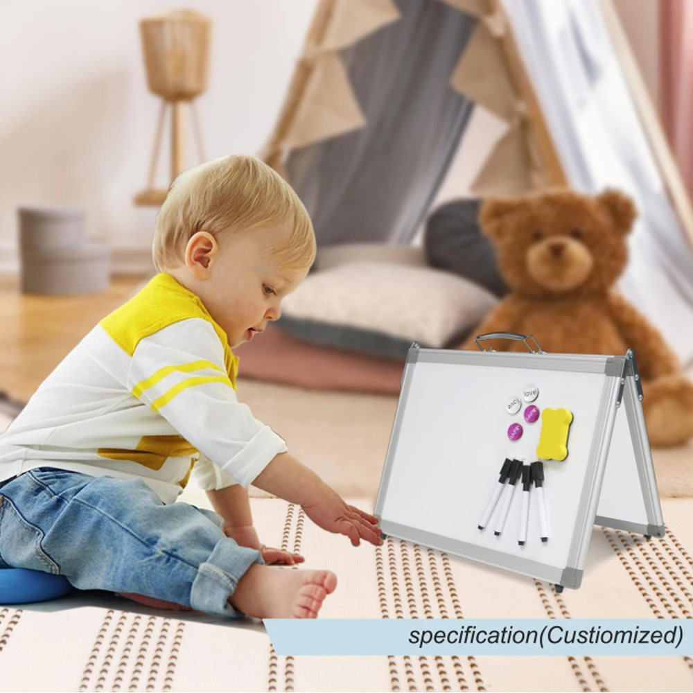 Folding Magnetic Whiteboard With Aluminum Frame Folding Portable Double-Sided Magnetic Whiteboard For Children