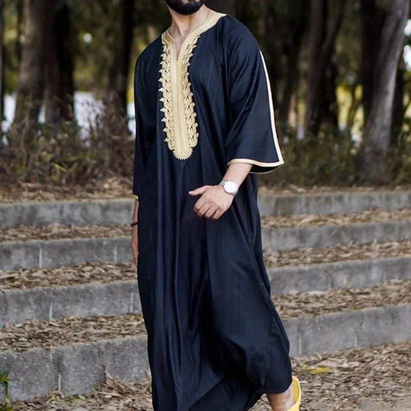 Hot style robe muslin Arab Middle East short sleeved plain islamic men clothing arab thobe