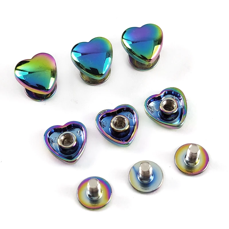 Deepeel KY621 Bag Hardware Handbag Accessories Purse Studs Button Nail Buckle Rainbow Heart Rivet Screw