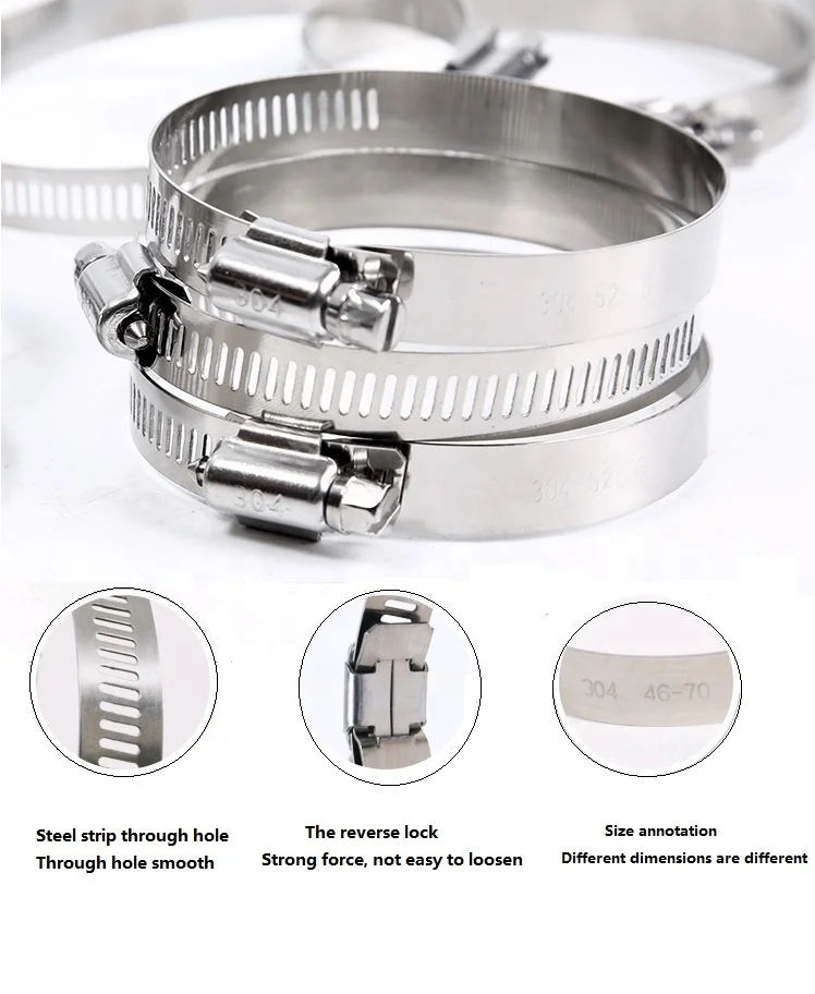 China wholesale customized Pipe hose Clamps american Clip Throat Hoop Adjustable stainless steel