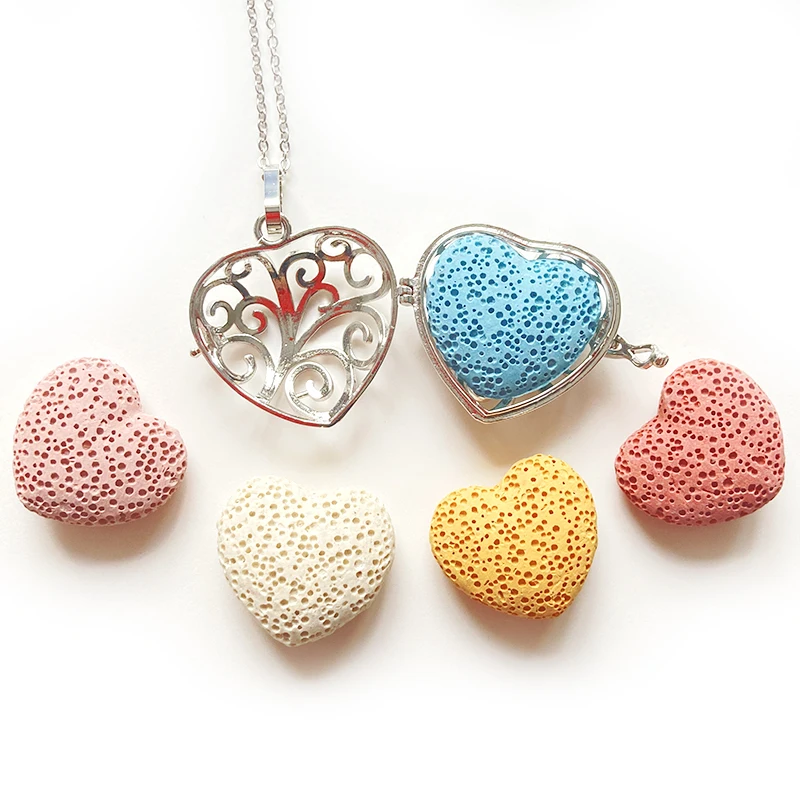Stainless Steel Aromatherapy Essential Oil Diffuser Lava Necklace lava stone aromatherapy locket
