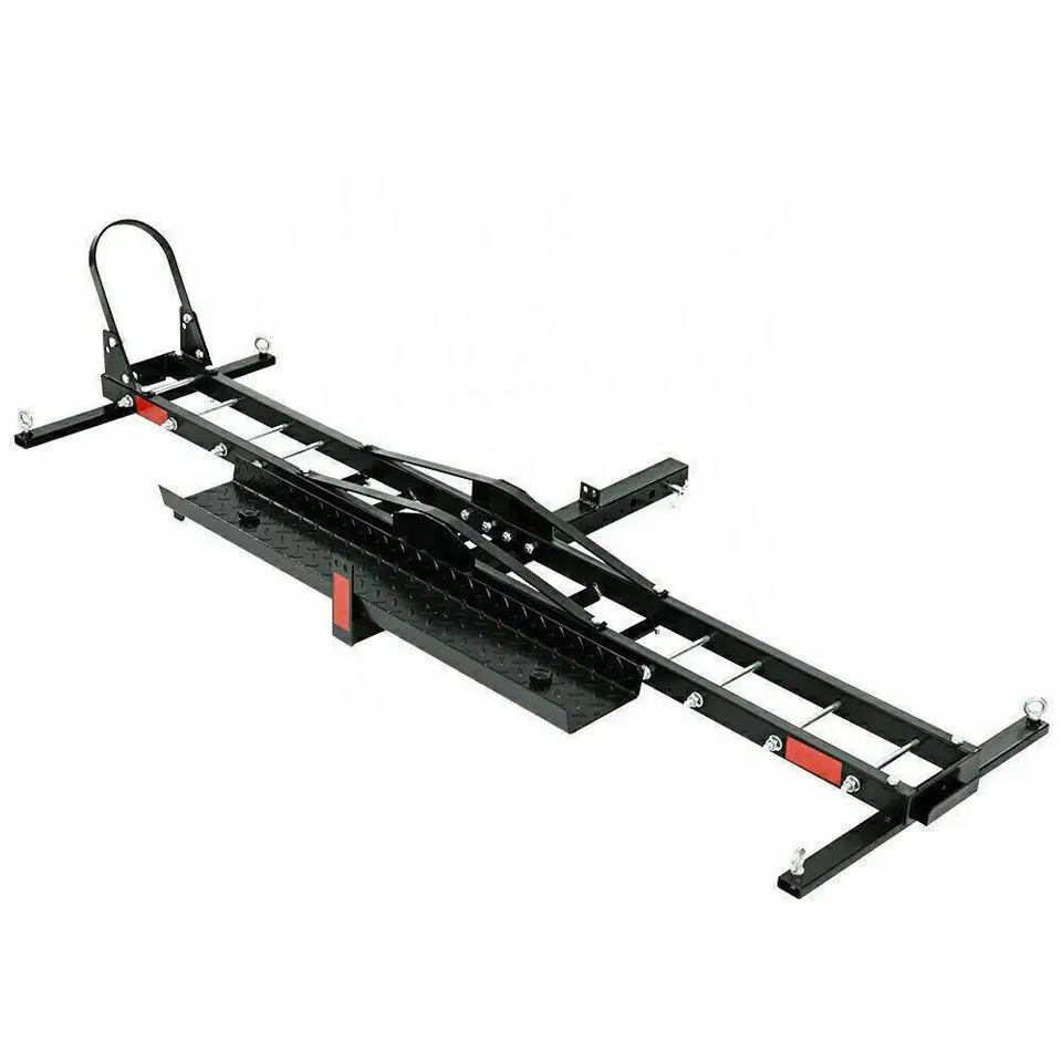 Steel 2 Arms 2 inch Towbar Hitch Mount Motorcycle Carrier Motorbike Rack with Ramp