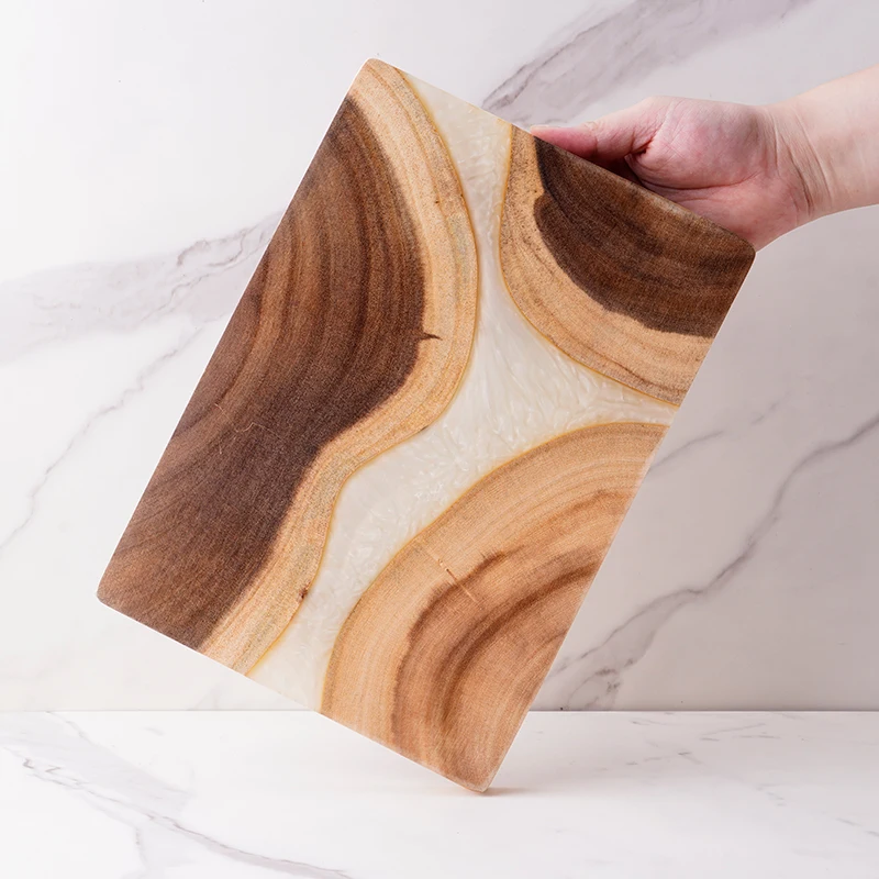 Customized LOGO wholesale hot large size kitchen luxury olive acacia wood resin cutting board