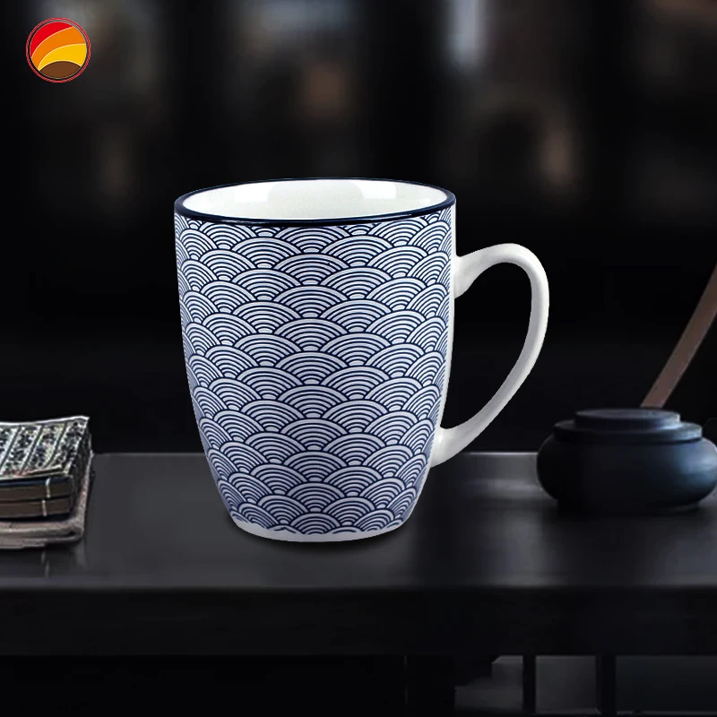 Blue and white  porcelain mug colorful sublimation tea cup coffee ceramic mugs with decal