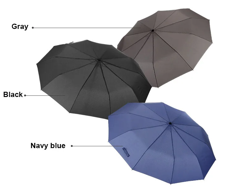 Strong Windproof Good Quality Sunscreen Support Custom Logo Printing Automatic Open 3 Fold Wooden Handle Umbrella