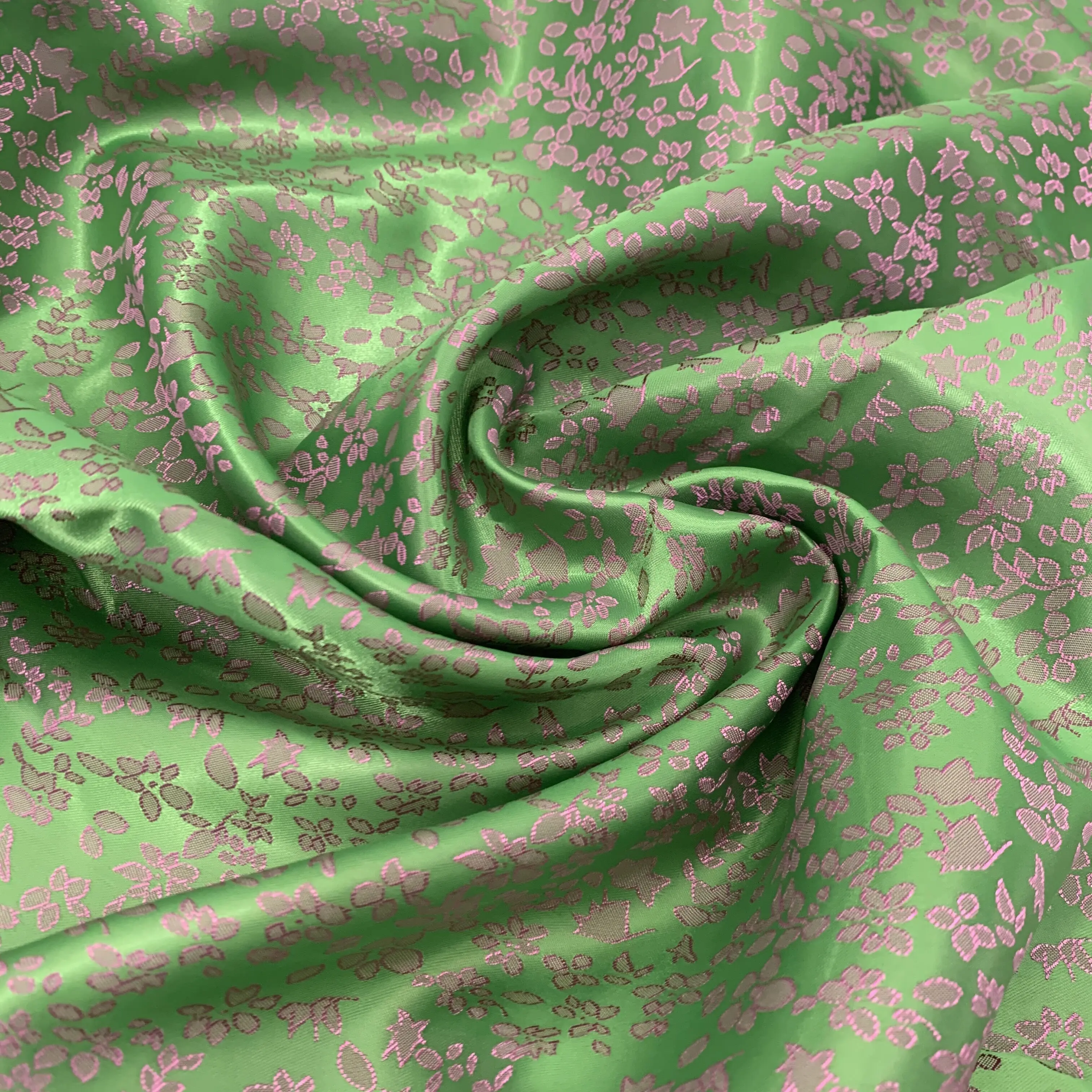 Yarn dyed brocade jacquard fabric green for metallic dress brocade jacquard fabric