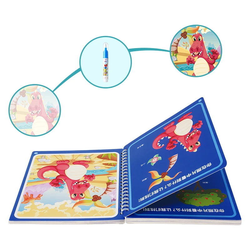Magical Book Water Coloring Books Drawing Cartoons Books with Doodle Pen Painting Board Gift for Kids Early Education Toys