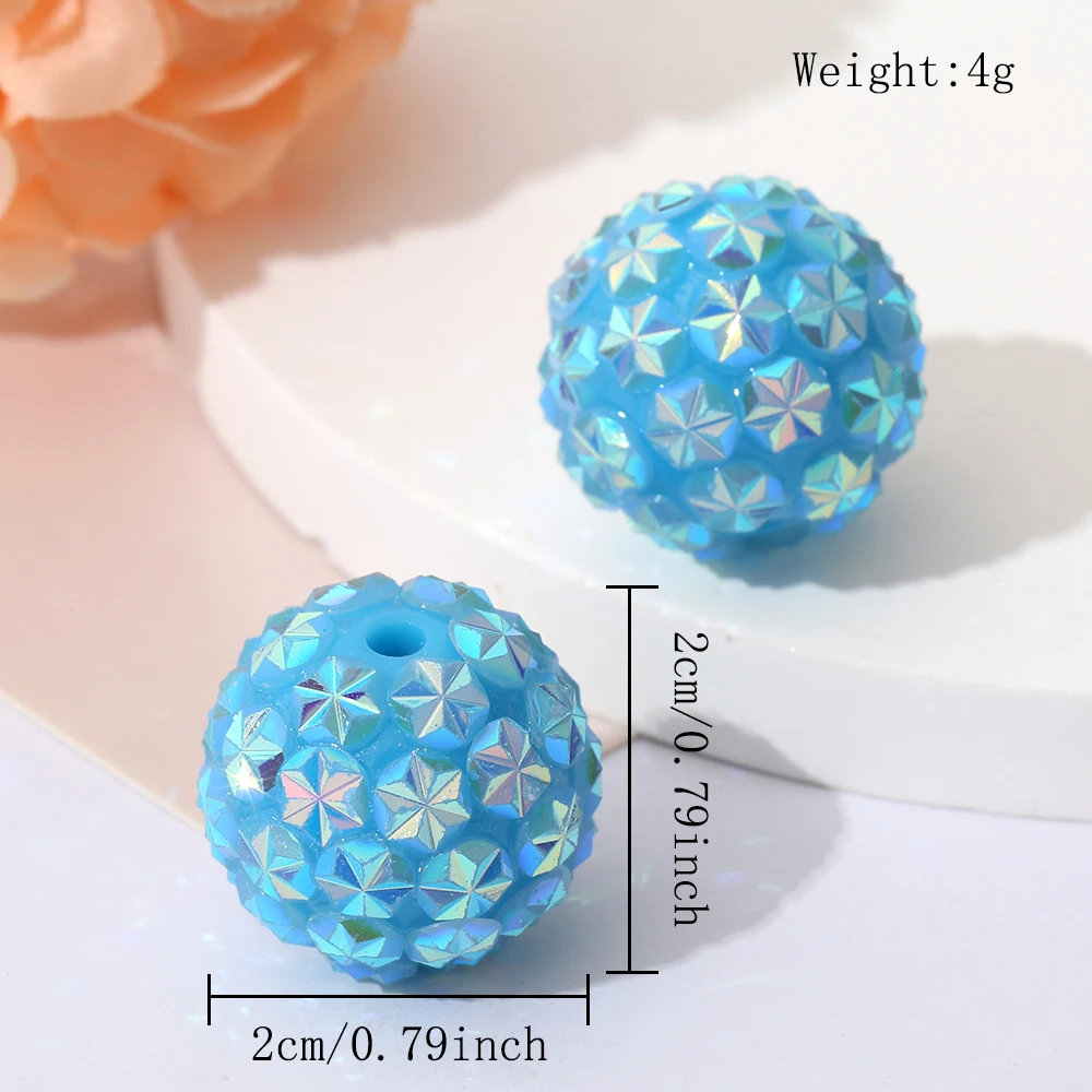 20mm Ice Flower Sparkling Rhinestone Bubblegum Beads Acrylic Disco Ball Bead for DIY Jewelry Bracelets Necklaces & Crafts