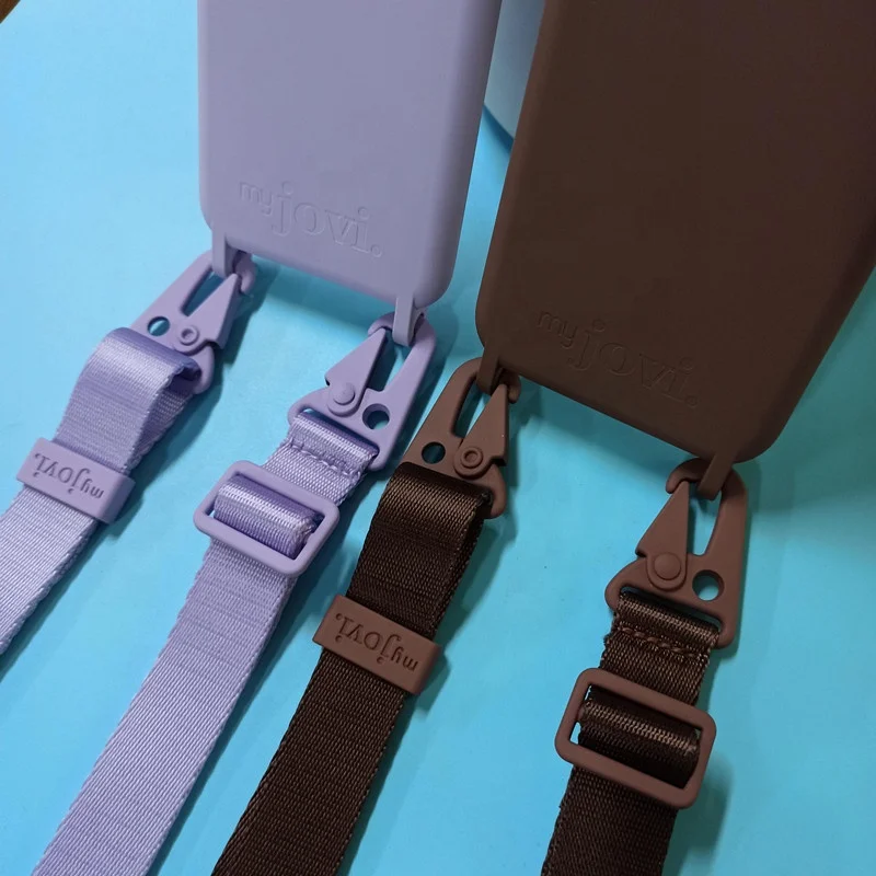 Customized logo Silicone Iphone Case with Crossbody belt Shoulder Strap Phone Lanyard - Adjustable Crossbody and Neck Lanyard