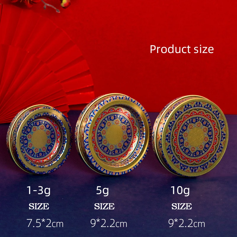 Custom Hot Sale Luxury  Saffron Packaging Tin Box  with Window Small Round Fancy Metal Gift Box