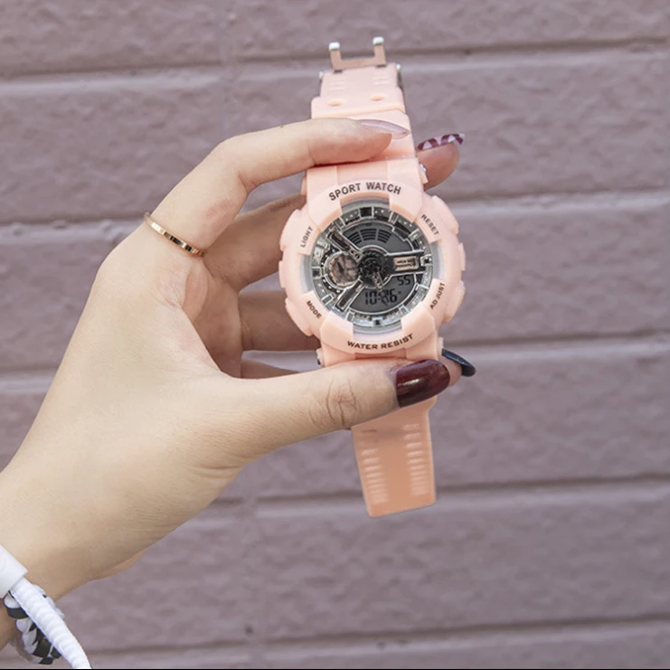 2021 simple and casual sports Large dial dual-display electronic watch for boys and girls