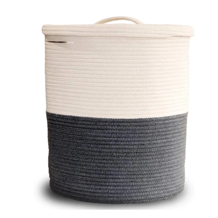 
Large laundry hamper with lid tall woven blankets pillows towels bag storage dirty clothes basket 